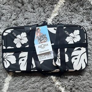 ALOHA collection collapsible beach tote. CleverMade. Black. White. New.